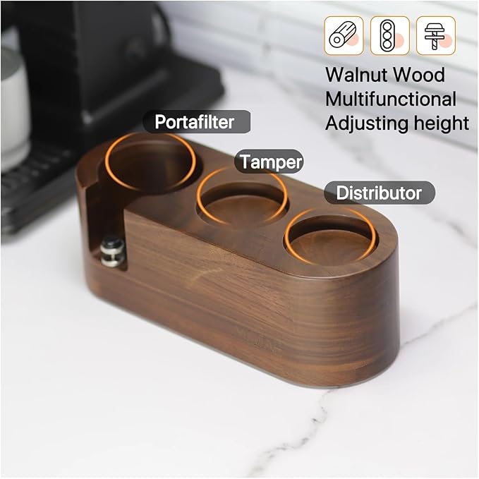 Walnut Wood Coffee Filter Holder, Espresso Tamper Mat Stand, Coffee Maker Support Base Rack, Barista Accessories(PURPLE)