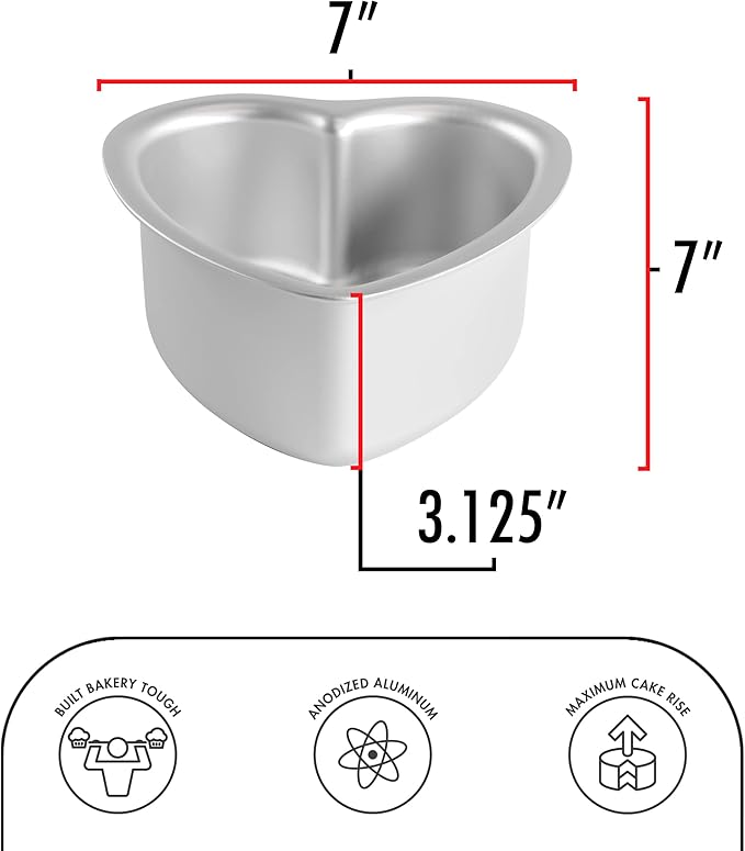 Fat Daddio's PHT-63 Anodized Aluminum Heart Cake Pan, 6 x 3 Inch