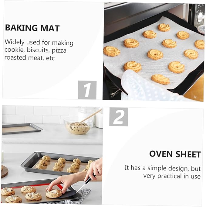 Uonlytech 4pcs Non-stick Silicone Baking Mats with Glass Heat Resistant Oven Liners for Cookies Pastry Bread Reusable and Easy to Clean Baking Pads