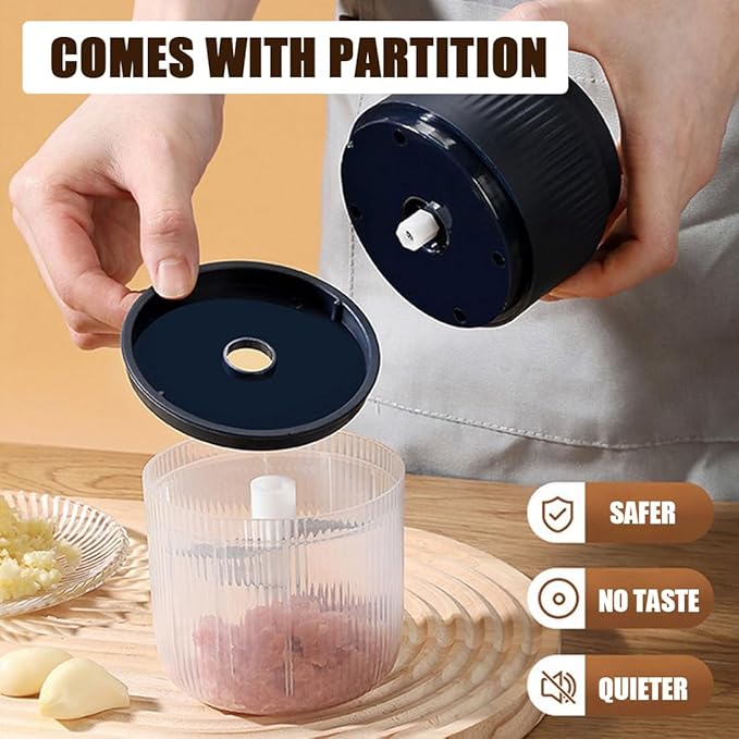 Electric Garlic Chopper, Mini Portable Veggie Chopper, Electric Onion Grinder with 6 Sharp Blade, Mini Food Processor with Container for Mashing Onion, Garlic, Chili, Ginger (2PCS*Mixs)