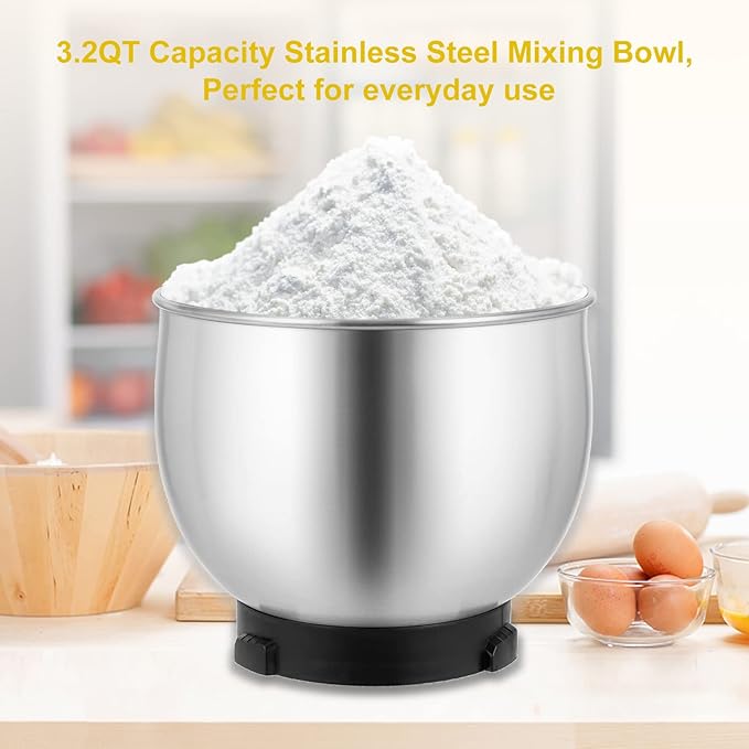 Kitchen in the box Stand Mixer,3.2Qt Small Electric Food Mixer,6 Speeds Portable Lightweight Kitchen Mixer for Daily Use with Egg Whisk,Dough Hook,Flat Beater