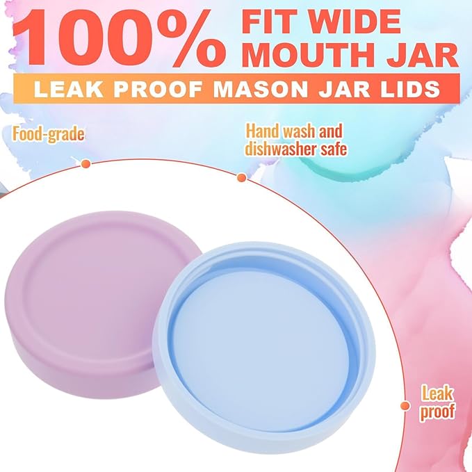 Teenyyou 12 Pcs Silicone Wide Mouth Lids Mason Jar Lids Thickened Leak Proof Lid for 86 mm All Wide Mouth Mason Jars, Reusable Large Canning Jar Caps(Morandi)