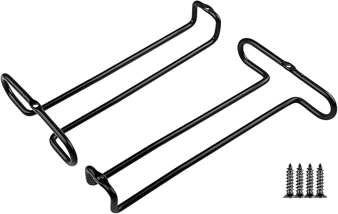 GeLive 7 Inch Wine Glass Rack Under Cabinet Stemware Holder Little Glass Hanger Storage Organizer for Short Space Kitchen and Bar Set of 2 (Black)