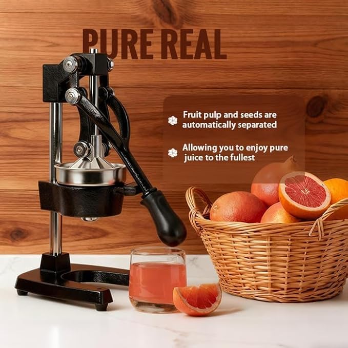 Cast Iron Juicer, Cast Iron Juicer Hand Press Heavy Duty for Squeeze Fresher Juice from Oranges, Lemons, Pomegranates, Effortless, Stable, Easy Clean for Home, Bar, Commercial Use