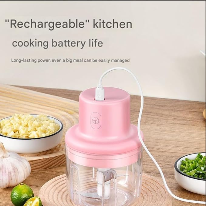 Wireless Food Chopper,Electric Garlic Chopper Cordless With Container For Onion, Garlic,Chili,Fruit,Meat, Rechargeable Kitchen Gadget (8.8 OZ)