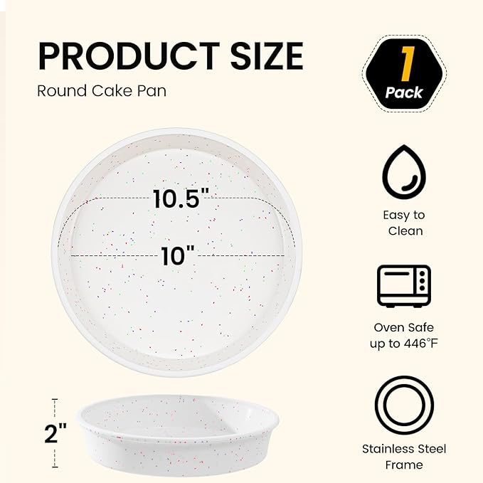 SJ 10 Inch Silicone Round Cake Pan with Metal Reinforced Frame 1Pack, Nonstick Silicone Cake Mold for Baking Suitable for Making Layers, Cheese & Chocolate Cakes