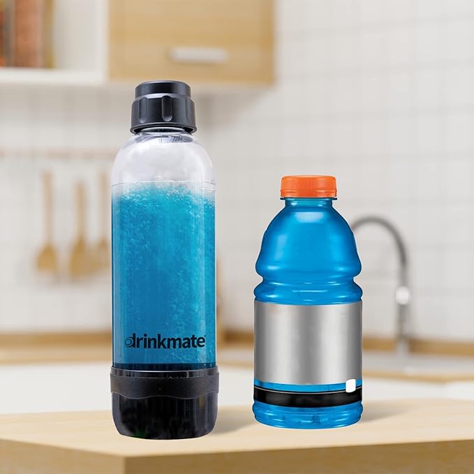 DrinkMate 0.5L Replacement Carbonation Bottles | Compatible with OmniFizz, LUX, and Spritzer | Matte Black, Pack of 2