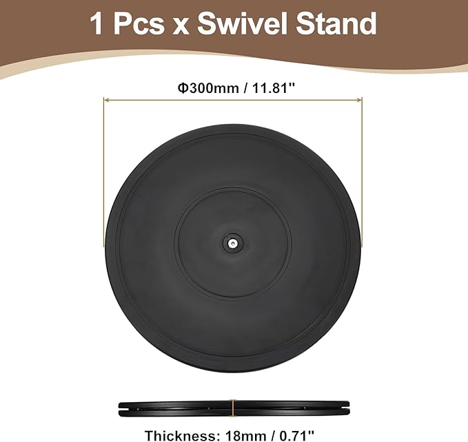 uxcell 2Pcs 12 Inch Rotating Swivel Stand with Steel Ball Bearings, 360 Degree Rotating Lazy Susan Turntable Organizer Round Rotating Plate for TV Sculpture Computers Monitor, Black