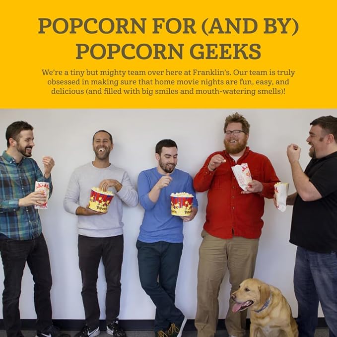 Franklin’s Gourmet Popcorn All-In-One Pre-Measured Packs - 4oz. Pack of 10 - Butter Flavored Coconut Oil + Butter Salt Popcorn Seasoning + Organic Corn - Authentic Movie Theater Taste – Made in USA