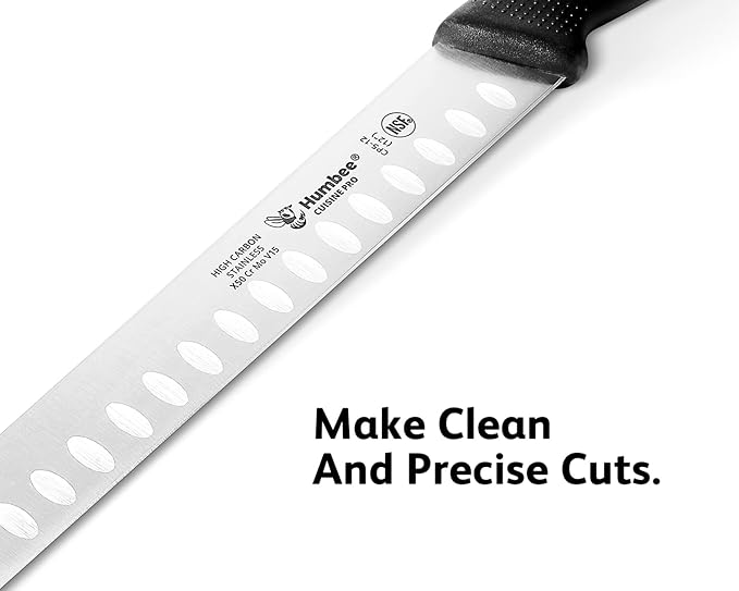 Carving Knife 12-Inch with Razor Sharp Granton Edge for Turkey, Ham, Meat Slicing and Cutting – NSF Certified, German Stainless Steel Blade, Black