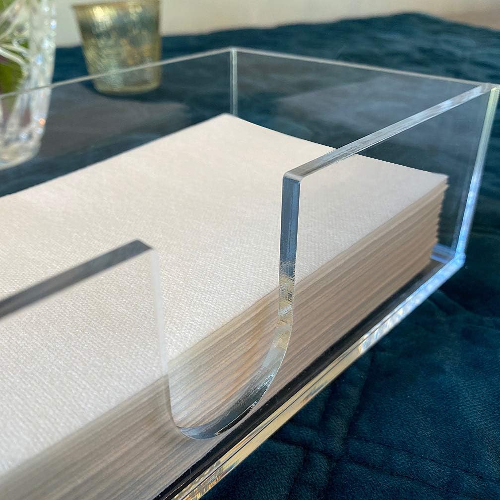 Sicily Acrylic Napkin Holder (5mm) Multifold Paper Towel Dispenser (9.87”W x 4.75”D x 2.75”H) Hand Towel Holder for Bathroom and Kitchen Countertop