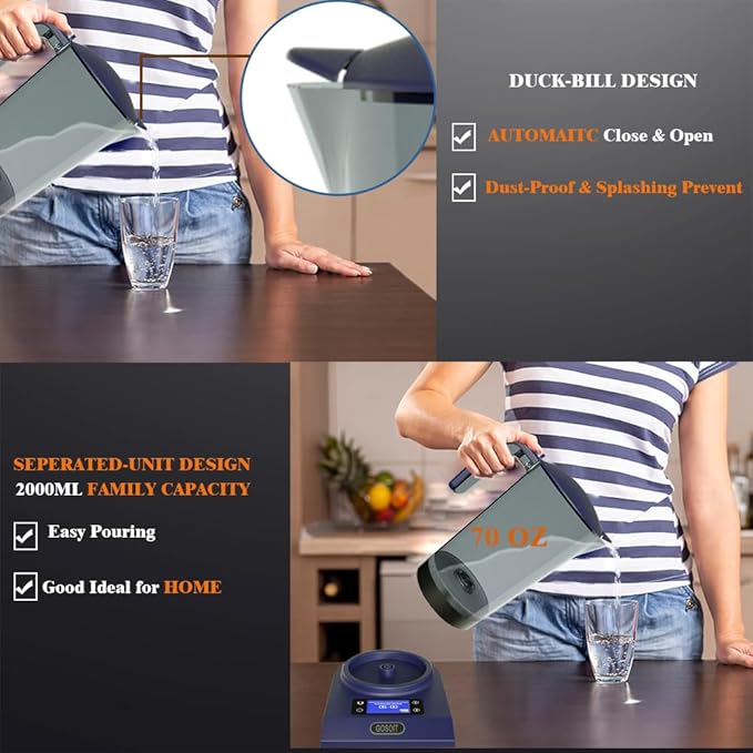 Hydrogen Alkaline Water Machine Generator Maker,Hydrogen Alkaline Water Pitcher Dispenser Ionized Water LED Display and Smart Touch Operation,Used for Home and Office 2.0 L… (Purplish Blue)