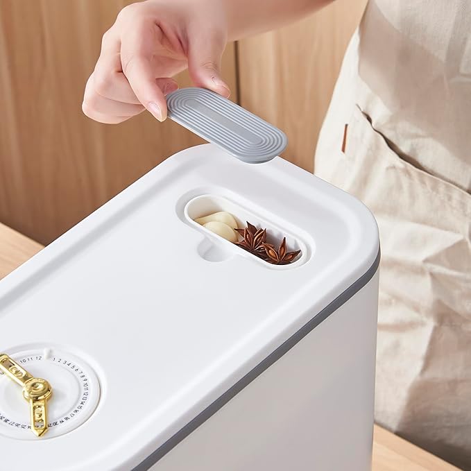 Sooyee 11Lbs Rice Dispenser,Rice Container with Lid Measuring Cylinder Moisture Proof Household,Food Dispenser for Rice, Grains Legumes and Corn