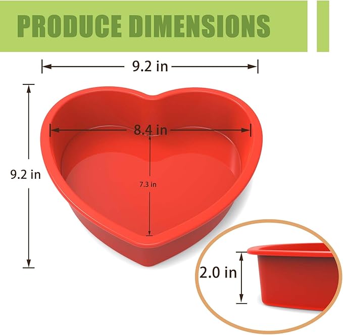 SILIVO Silicone Heart Shaped Cake Pans (3 Pack) - 9 Inch Nonstick Heart Cake Molds for Cakes and Brownies