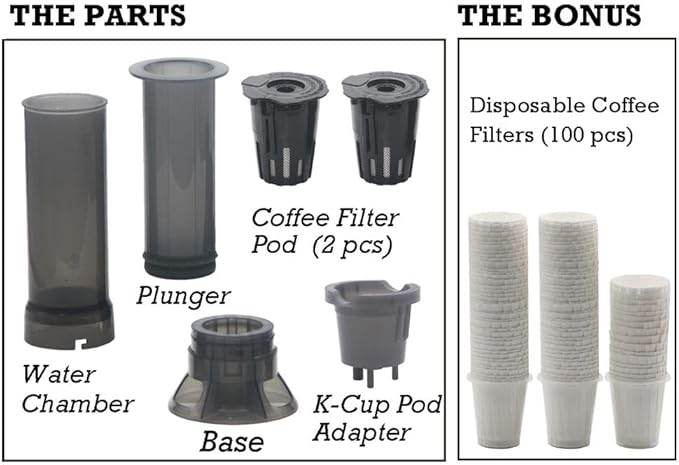 BLACKSMITH FAMILY Portable Travel Coffee Maker Press, Camping Coffee Press, Travel K Cup Coffee Maker - Instantly Makes Delicious Coffee, Compatible with K Cups and Ground Coffee, 4~12 OZ One Shot