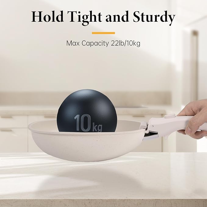Removable Pot Handle, Universal Pan Handle, Replacement for Pots and Pans, Fits All Cookware, Includes Spoon Rest, Durable & Heat-Resistant, Cream White