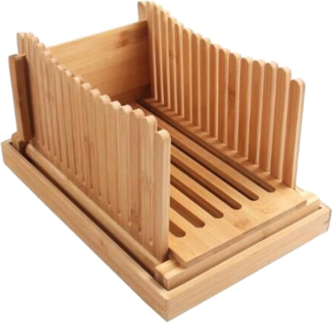 Generic Bamboo Bread Slicing Tool with Crumb Tray for Homemade Loaves, style A