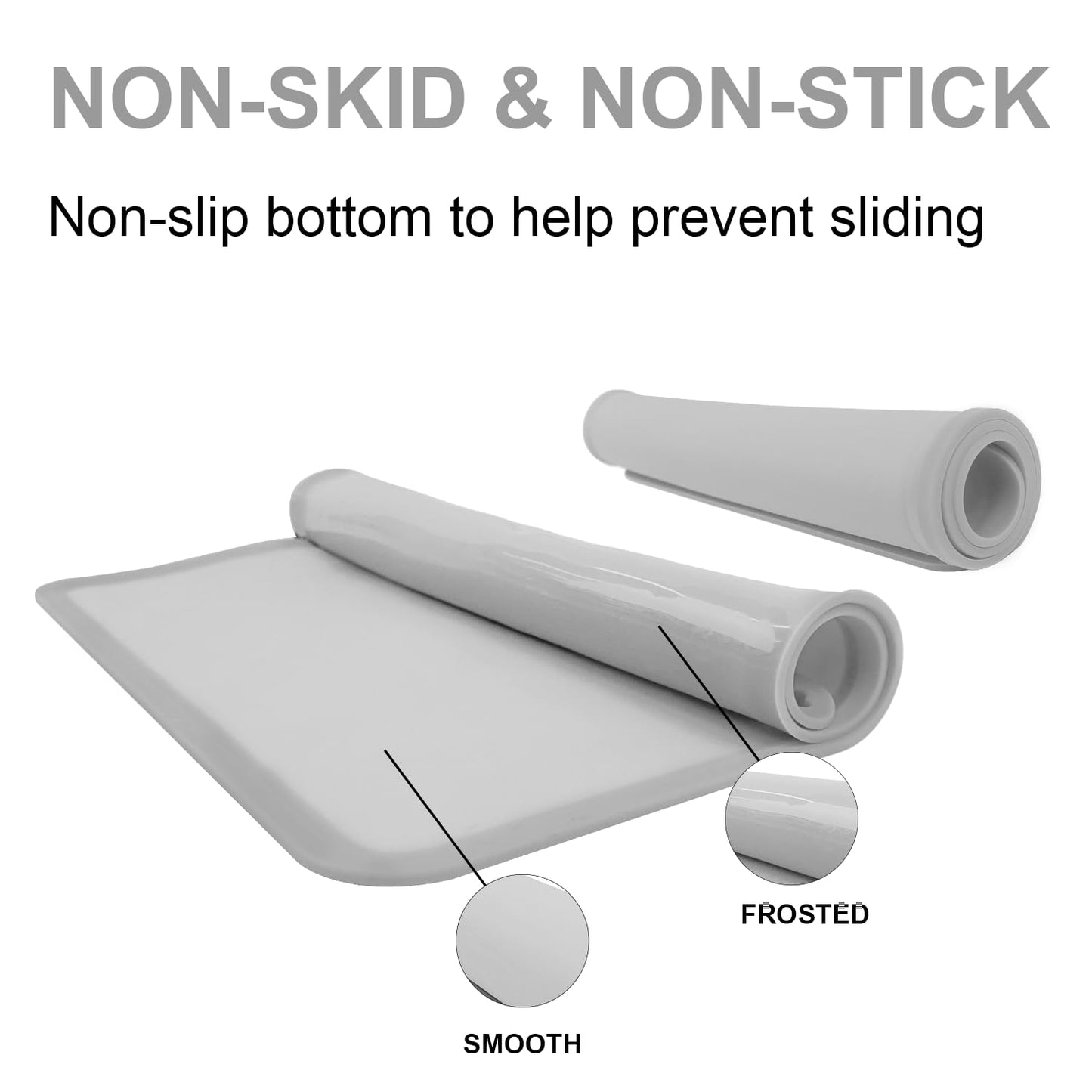 Silicone Placemats for Toddlers Thicker Version, Non-Slip Reusable Kids Placemats for Dining Table, Stain-Proof Baby Table Mat for Restaurants 6 Packs (Light Gray&Dark Gray)
