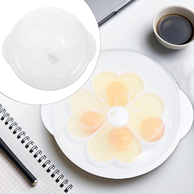 Toyvian Heart Shaped Microwave Egg Poacher Steamer Mold Egg Cooker Kitchen Specialty Cookware for Microwave Cooking and Breakfast Preparation