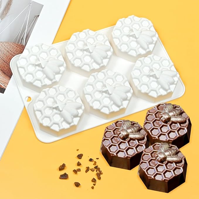 mostsom Honeycomb Molds Silicone Non-Stick Rabbit Cookie Mold Diy Rose Flower Chocolate Mould Used for Jelly, Candy,Biscuits (B_8.2x5.3x0.9 inch)