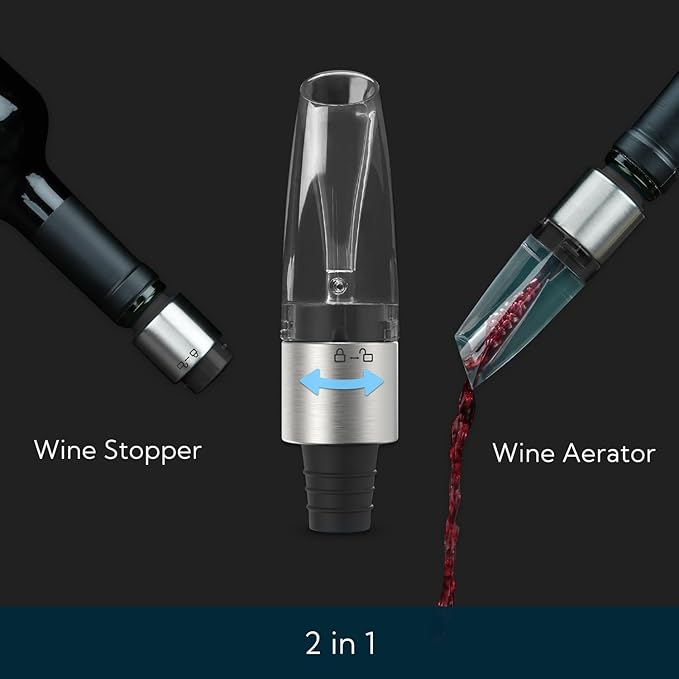 KITCHENDAO Wine Saver Pump with Sound Indicator and 2-in-1 Wine Aerator Pourer and Stopper