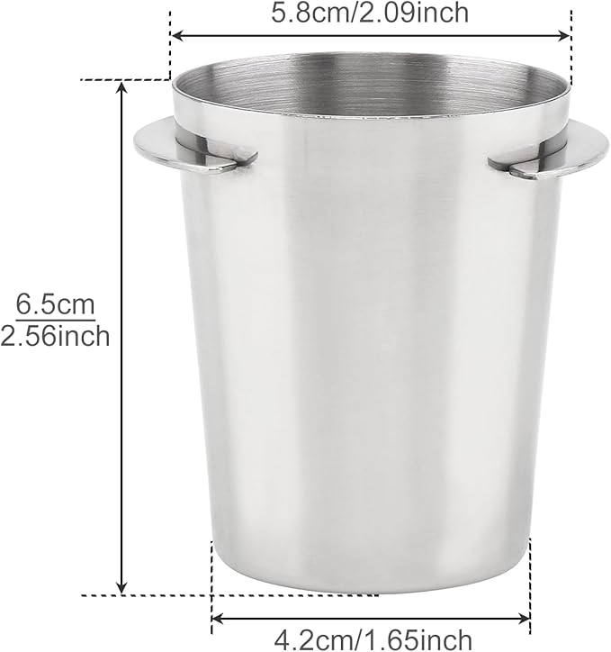 Coffee Dosing Cup 58mm, Stainless Steel Espresso Coffee Dosing Cup Espresso Coffee Machine Accessories, Coffee Powder Feeder Part Coffee Grinder Powder Cup Compatible with 58mm Portafilter