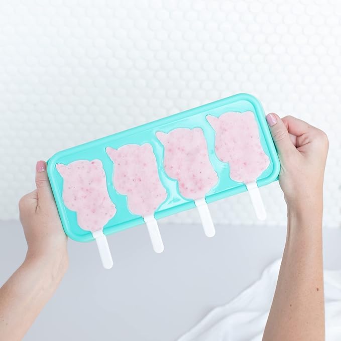 ZOKU Unicorn Ice Pop Molds, Stackable Easy-Release Ice Popsicle Tray with 4 Molds, Sticks, and Lid, BPA-free, Set of 2