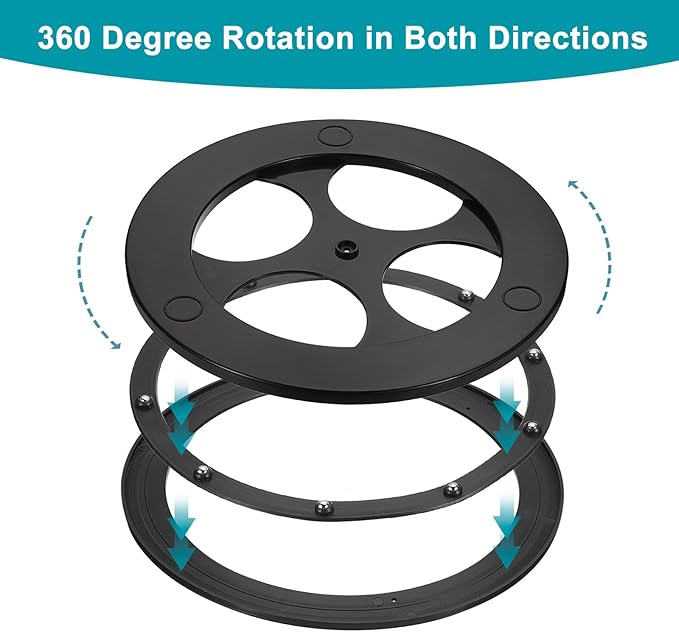 uxcell 4 Pcs Lazy Susan, 11 Inch Turntable Organizer 360 Degree Rotating Ball Bearing Turntable Organizer with Base for Kitchen Cabinet Pantry Organization and Storage, Black