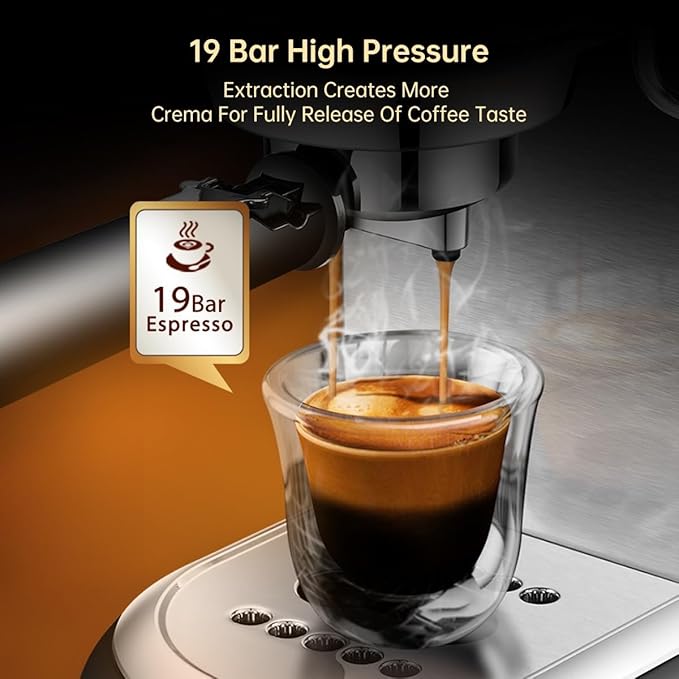 Semi-auto Stainless Steel Household Coffee Machine 19 Capsules Superfine Capsule Powder Coffee Machine Cappuccino and Espresso H11 (Color : H11 SR, Size : CHINA_UK)