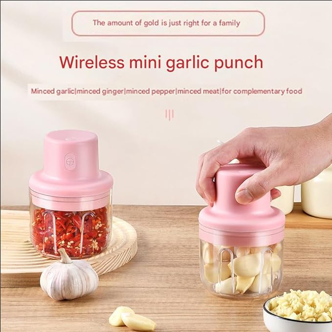 Wireless Food Chopper,Electric Garlic Chopper Cordless With Container For Onion, Garlic,Chili,Fruit,Meat, Rechargeable Kitchen Gadget (3.5 OZ)