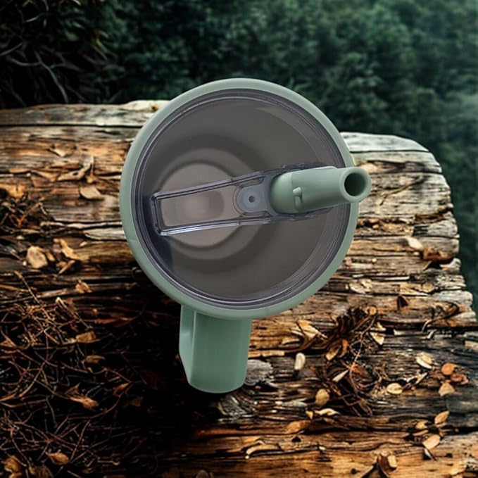 40oz Tumbler with Handle, Flip Straw, and Leak-Proof Lid – Stainless Steel Double Wall Insulated Travel Mug (Jade Green)