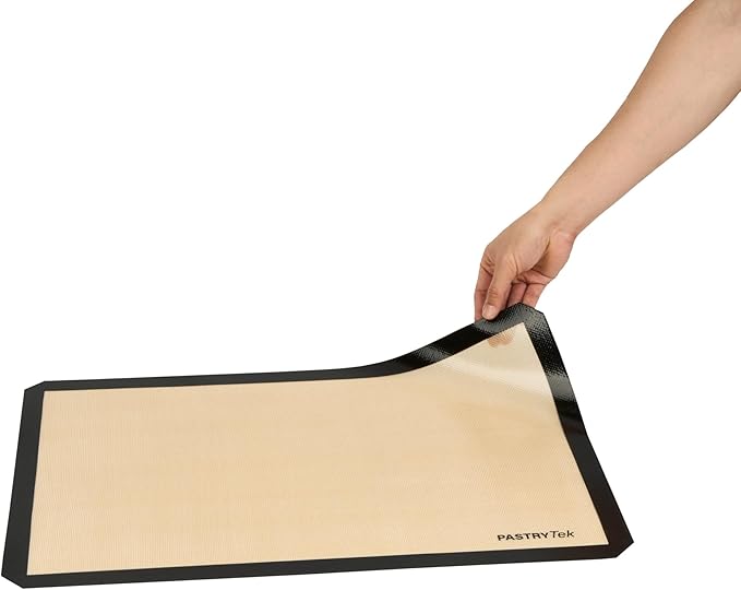 Restaurantware Baking Mat Pack of 1 Non-Stick 15.7"x23.6" Silicone Full Size Baking Mat, Rectangle Reusable Durable Oven-Friendly Anti-Slip Sheet for Kneading Rolling Shaping Dough, Tan and Black