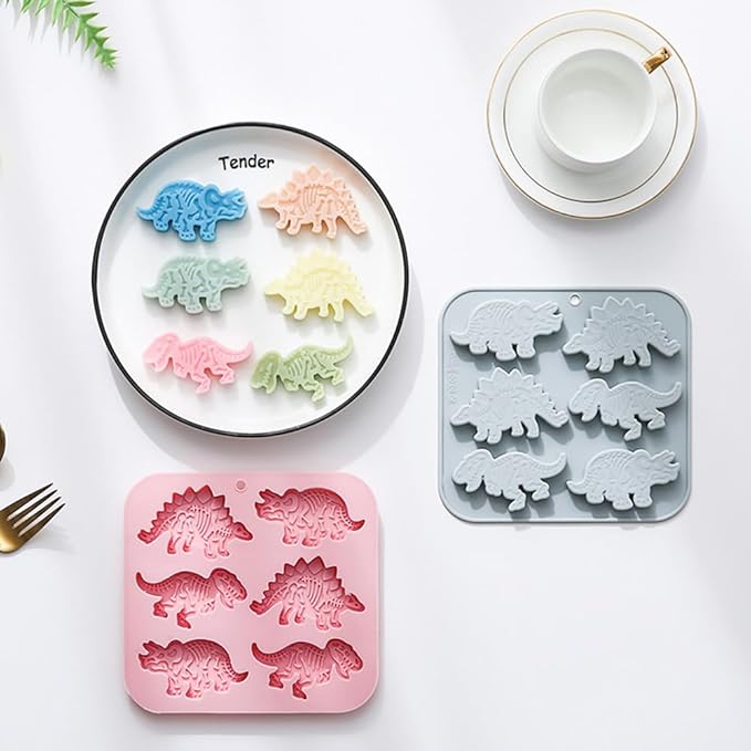 Silicone Cake Pop Mold Non Stick Fancy Mold Cake Pan 6 Cavity dinosaur shape Candy Cupcake Cornbread Chocolate Brownie Gummy Resin Crafts Cake