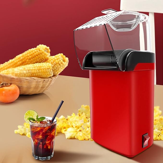 Nostalgia Hot Air Popcorn Popper Maker, 1200W Electric Pop Corner Machine, 16 Cups, 3 Minutes Done, Fully Automatic Healthy No Oil and No Sugar Corn Popcorn Machine (Pink)