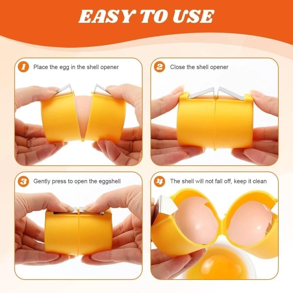 Stainless Steel Egg Opener,Egg Opener For Hard Boiled Eggs,Efficient Egg Cracking Tool，Perfect For Baking, No Shells，No Mess – Perfect Omelets, Scrambled Eggs & Baking. (yellow)