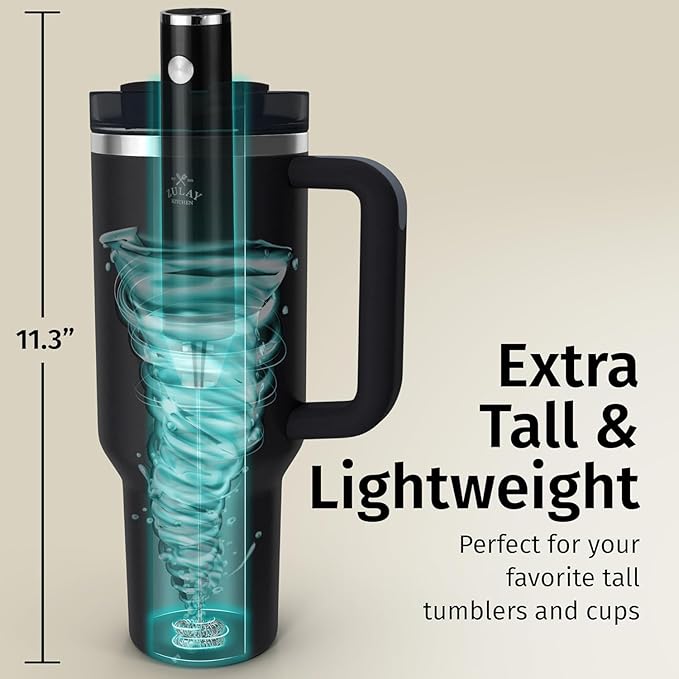 Zulay Kitchen Rechargeable Milk Frother Handheld Lux - Powerful 2-Speed Motor, Waterproof, 2000mAh Battery - Drink Mixer for Latte, Cappuccino, Matcha & Protein Powder - Pure Silver
