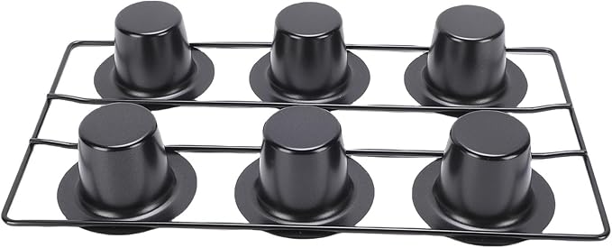 6 Cups Popover Pans, Nonstick Muffin Cupcake Pan, Pudding Cakes Bakeware Tray Mold Popover for Oven Baking Muffins Quiches Homemade Bakery Kitchen