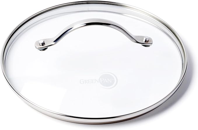 GreenPan 8.5" Universal Glass Lid with Stainless Steel Handle, Tempered Glass Lid for Frying Pan Skillet, PFAS-Free