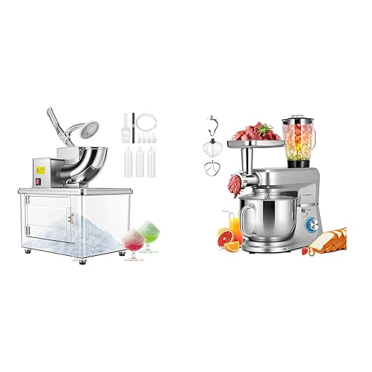 VIVOHOME Commercial Ice Crusher Shaver with Four Blades, and VIVOHOME 6 in 1 Multifunctional Stand Mixer with 8.5 Quart Stainless Steel Bowl