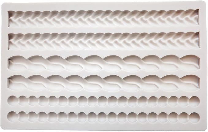 ScivoKaval Silicone Pie Crust Mold Impression Mat Knit Rope Pearl Border Lace Chain Molds Fondant Cake Decoration Mould Chocolate Cookie Sugar Craft Icing Gum Paste Pastry for Kitchen Baking Tools
