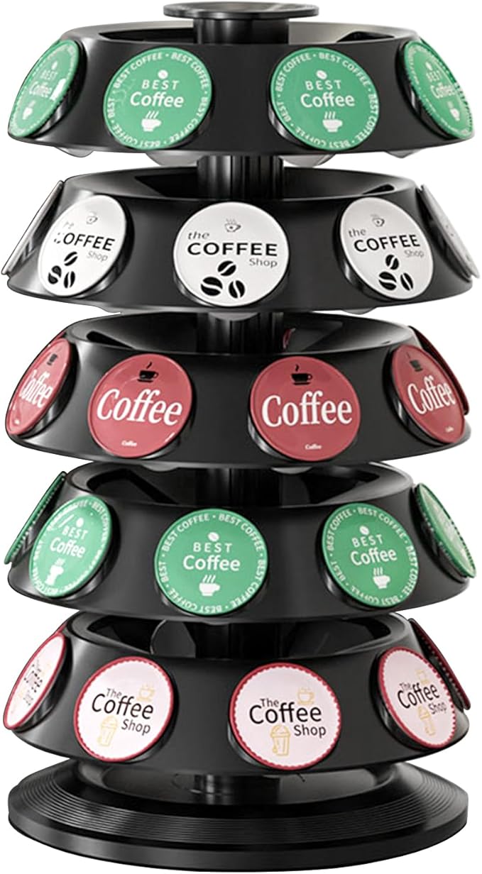 K Cup Holder, Coffee Pod Storage Carousel Holder Organizer Compatible with 40 Keurig Kcup Pods, New Modern Design for Home or Office Kitchen Counter Organizer
