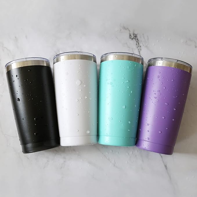 6 Pack 20oz Tumbler Vacuum Insulated Travel Mug with Lids, Stainless Steel Double Wall Bulk Cup for Home, Office, Outdoor Suitable for Vehicle Cup Holders(White)