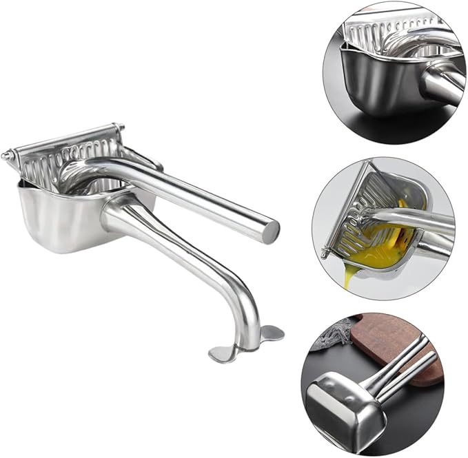 304 Stainless Steel Manual Fruit Squeezer Ergonomic Handheld Juicer for Citrus and Fruits Non-Slip Design for Kitchen Use Easy to Clean