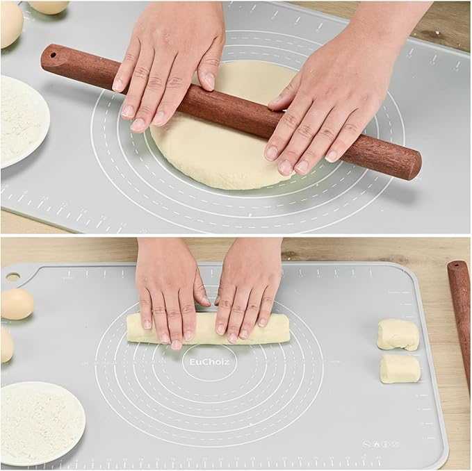 Silicone Pastry Mat 24"*16" Extra Thick Non Stick Baking Mat Food Grade Silicone Dough Rolling Bake Mat with Edge Heightening