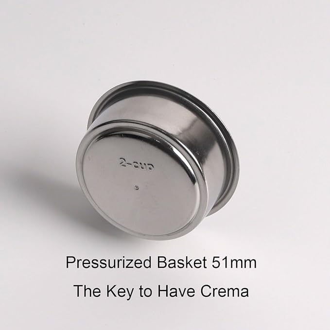 CAPFEI 51mm Pressurized Filter Basket Compatible with Gevi/CASABREWS/CAPRESSO - Dual Wall Filter Basket - 2 Cups Capacity