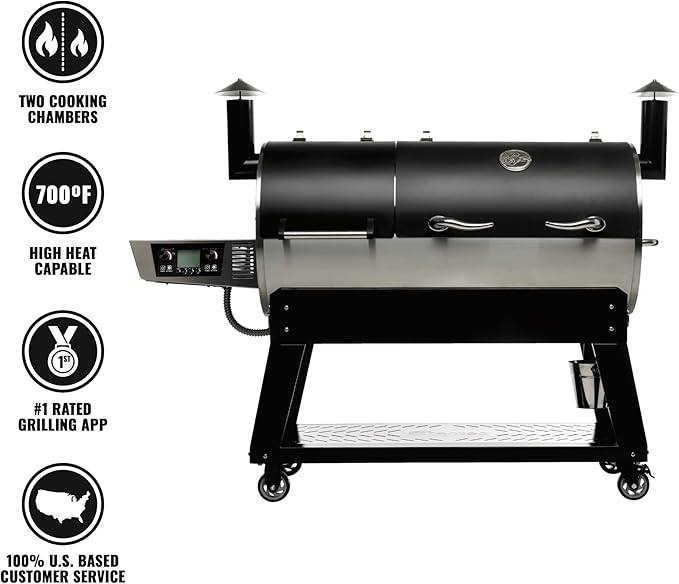recteq DualFire 1200 Wood Pellet Smoker Grill, Wi-Fi Electric Pellet Grills, Dual Chambers for Hot and Fast + Low and Slow Cooking, DualFire 1200 + BBQ Master Bundle