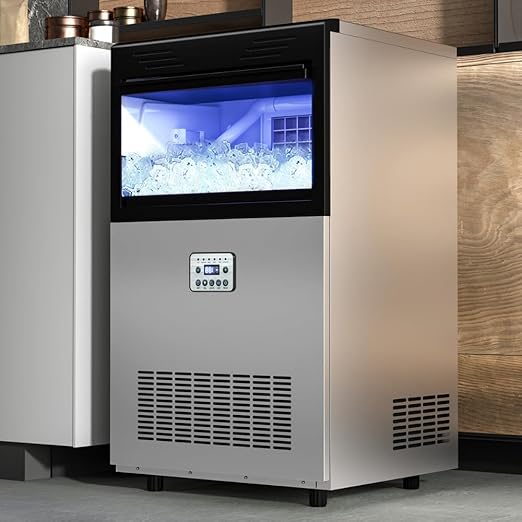 YITAHOME 132lbs Ice Maker Machine Commercial Under Counter Ice Maker, ETL & DOE Certificated Commercial Large Ice Makers Freestanding for Home Cafe Bar Restaurant 55pcs with 33lbs Storage Bin