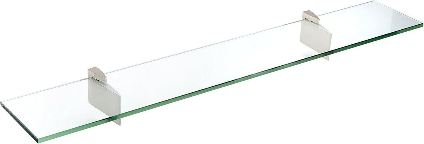 Spancraft Glass R-4.75x33-Brushed Steel Raven Glass Shelf, Brushed Steel, 4.75" x 33"