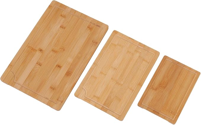 Dpofirs Cutting Board Set With Inner Handles And Grooves | Three Piece Wood Chopping Boards Smooth Surface For Cleaver And Kitchen Prep