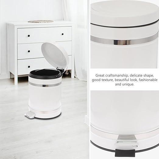 Multi-Function Pedal Trash Can with Lid, 12l Iron Wastebasket for Bathroom and Office, Industrial Style Household Garbage Bin with Foot Press for Kitchen and Toilet Use
